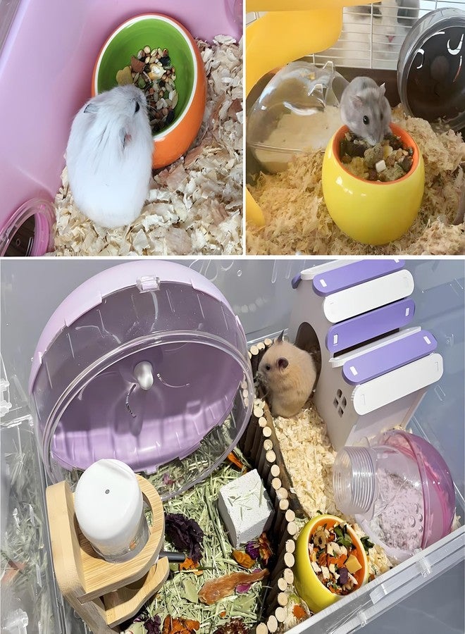 JSLZF Hamster Bowl Ceramic Rat Bowl Small Hamster Food Dish Prevent Knocking Over, Food Splashing and Chewing Feeding Dish for Gerbil Chinchilla Rat Ferret (3 PCS) - Image 2